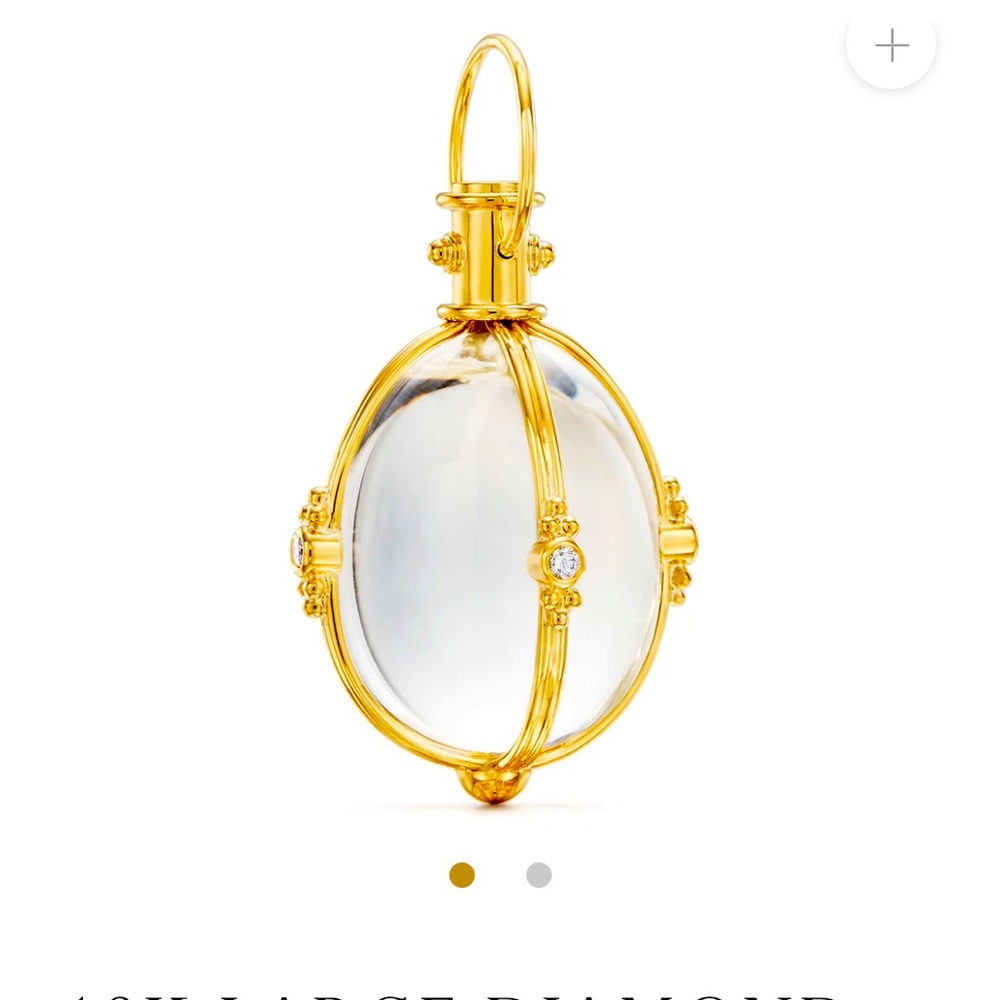 Large Temple St Clair crystal amulet with diamonds